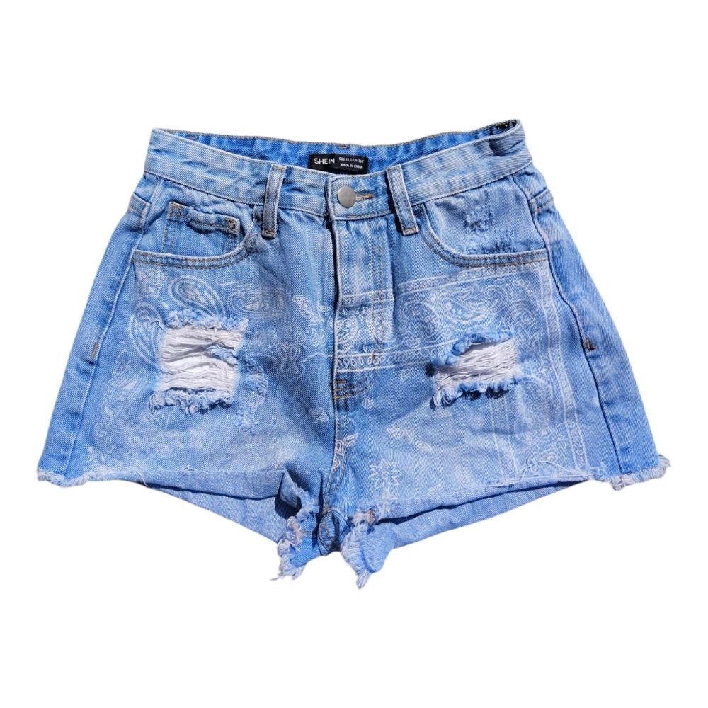 SHEIN Blue High-Waisted Jean Shorts